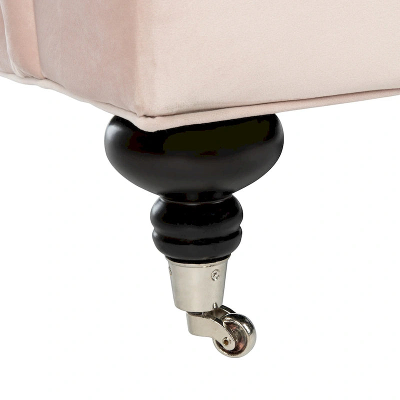 Fauteuil club en lin de transition avec garniture cloutée et pieds à roulettes, simple — Émeraude / Marron / Or / Noir et blanc / Rose poudré / Marine