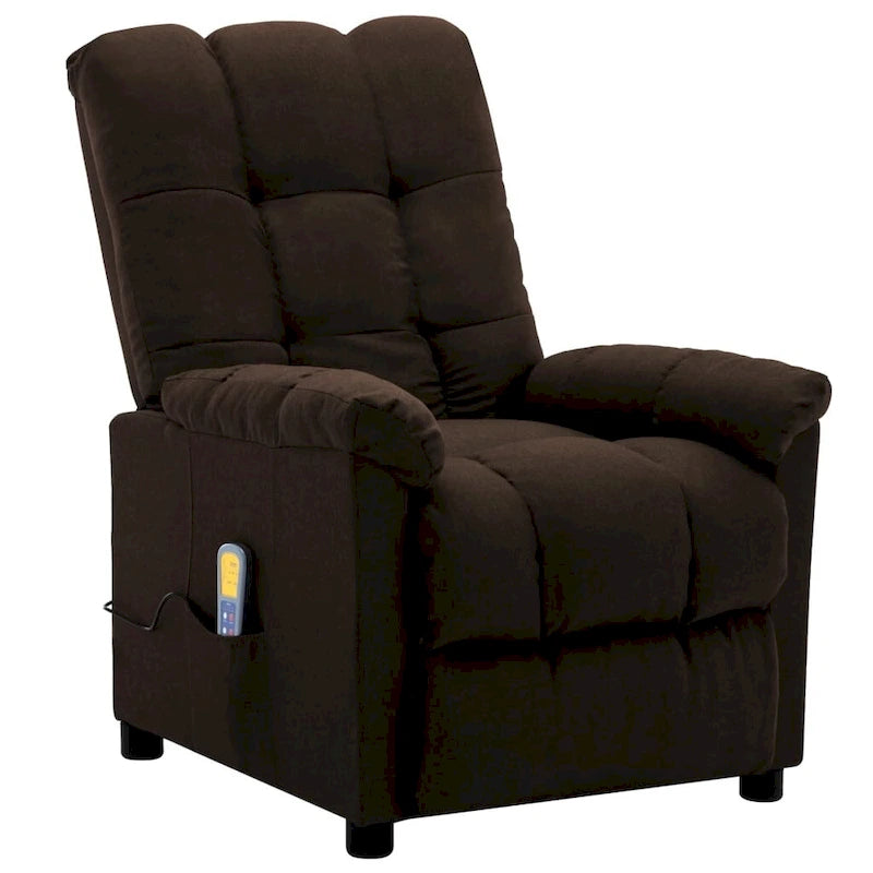 Fauteuil inclinable massant en tissu, marron foncé, 6 points de vibration, individuel