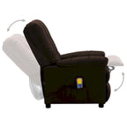 Fauteuil inclinable massant en tissu, marron foncé, 6 points de vibration, individuel