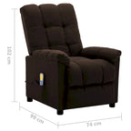Fauteuil inclinable massant en tissu, marron foncé, 6 points de vibration, individuel