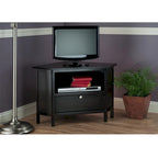 Meuble TV Espresso Corner avec étagère ouverte et porte abattante, pour TV jusqu'à 27"