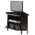 Meuble TV Espresso Corner avec étagère ouverte et porte abattante, pour TV jusqu'à 27"