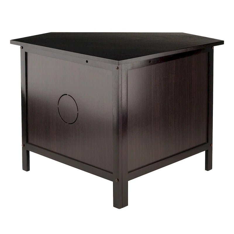 Meuble TV Espresso Corner avec étagère ouverte et porte abattante, pour TV jusqu'à 27"