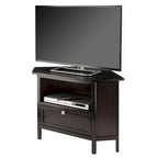 Meuble TV Espresso Corner avec étagère ouverte et porte abattante, pour TV jusqu'à 27"