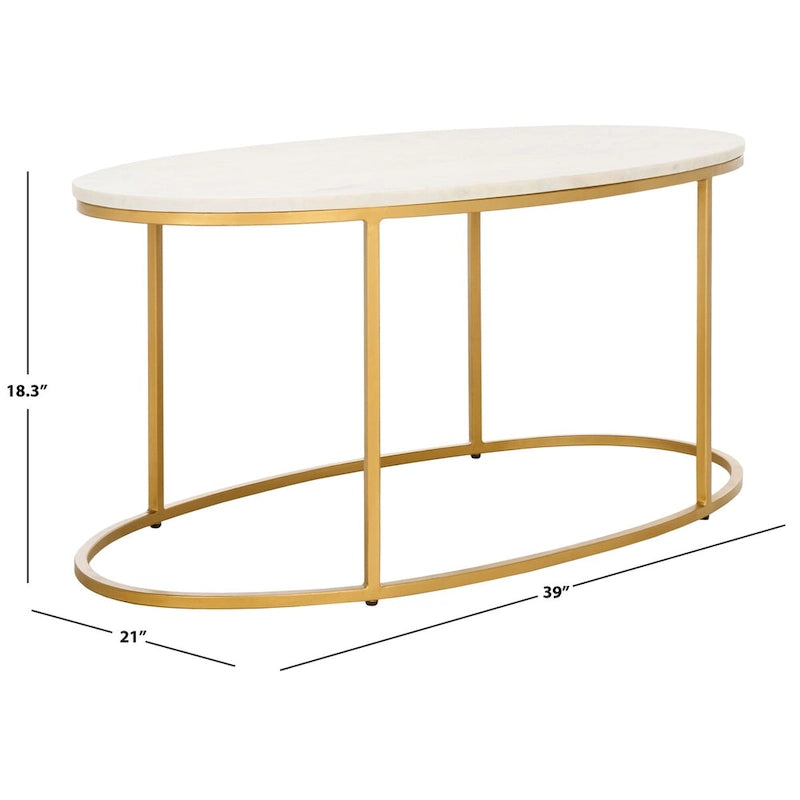 Table basse ronde Art Déco en marbre blanc et laiton doré, entièrement assemblée