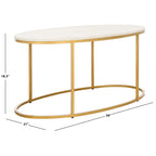 Table basse ronde Art Déco en marbre blanc et laiton doré, entièrement assemblée