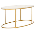 Table basse ronde Art Déco en marbre blanc et laiton doré, entièrement assemblée