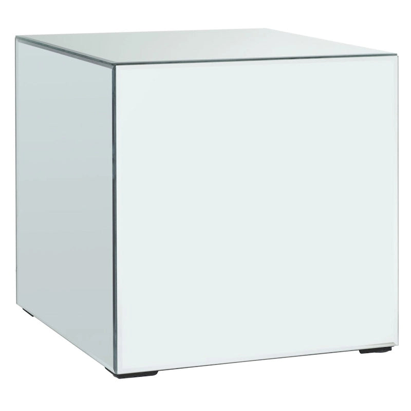 Table d'appoint carrée miroir argenté