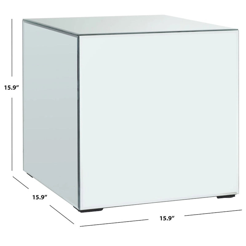 Table d'appoint carrée miroir argenté