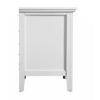 Table de chevet à 3 tiroirs, blanc, placage bois véritable, quincaillerie nickel, simple