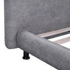 Lit plate-forme capitonné avec deux oreillers de tête de lit, Beige / Gris, Polyester, Pour 2