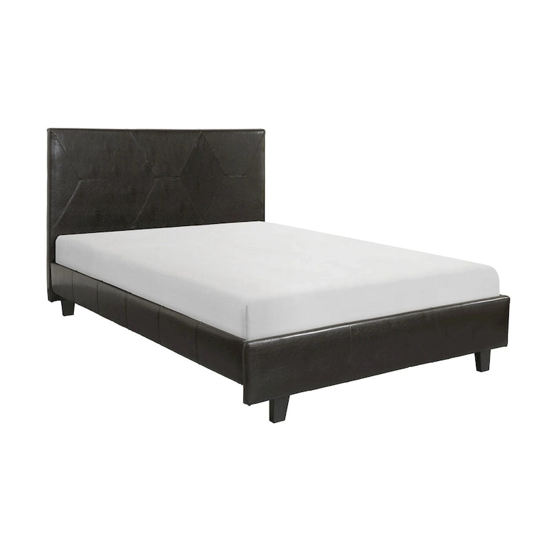 Lit plateforme California King, marron et noir, similicuir, pour 2 personnes