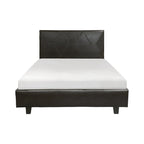 Lit plateforme California King, marron et noir, similicuir, pour 2 personnes
