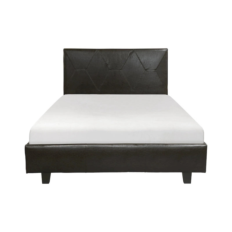 Lit plateforme California King, marron et noir, similicuir, pour 2 personnes