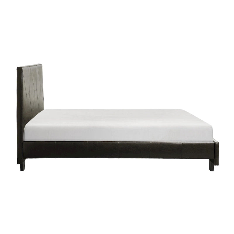Lit plateforme California King, marron et noir, similicuir, pour 2 personnes