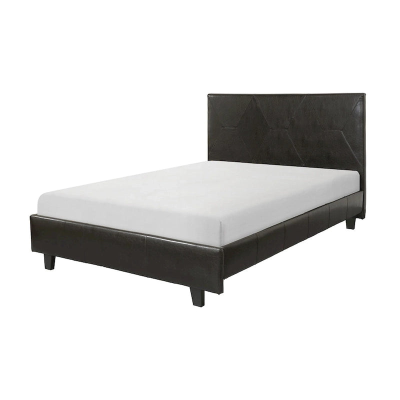 Lit plateforme California King, marron et noir, similicuir, pour 2 personnes