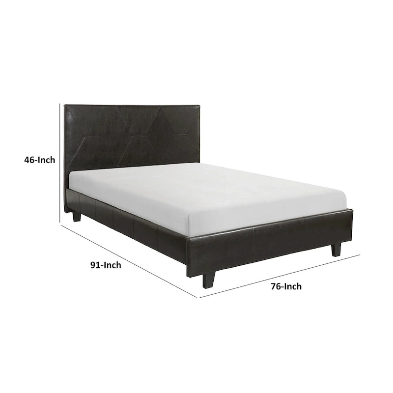 Lit plateforme California King, marron et noir, similicuir, pour 2 personnes