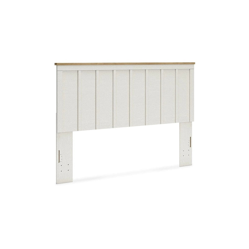 Tête de lit à panneaux bicolores, blanc et marron, double / grand lit / très grand lit, pour 2