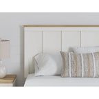 Tête de lit à panneaux bicolores, blanc et marron, double / grand lit / très grand lit, pour 2