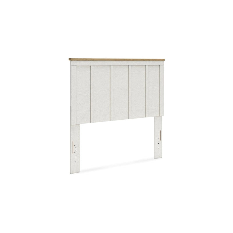 Tête de lit à panneaux bicolores, blanc et marron, double / grand lit / très grand lit, pour 2