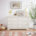 Commode 6 tiroirs, blanche, style moderne, poignées or antique, simple