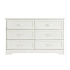 Commode 6 tiroirs, blanche, style moderne, poignées or antique, simple