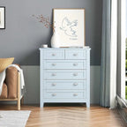 Commode de style rétro, noire/bleue, cadre en bois de bouleau, 4 ou 6 tiroirs