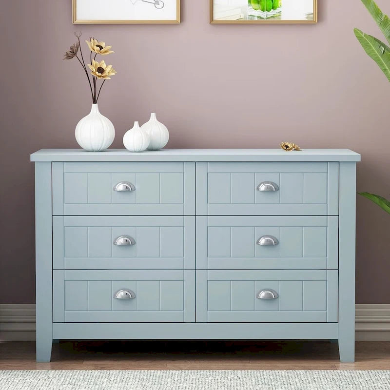 Commode de style rétro, noire/bleue, cadre en bois de bouleau, 4 ou 6 tiroirs
