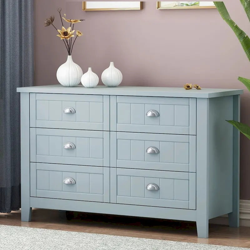 Commode de style rétro, noire/bleue, cadre en bois de bouleau, 4 ou 6 tiroirs