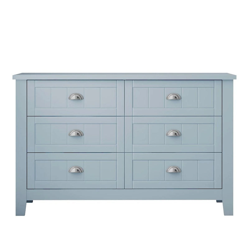 Commode de style rétro, noire/bleue, cadre en bois de bouleau, 4 ou 6 tiroirs