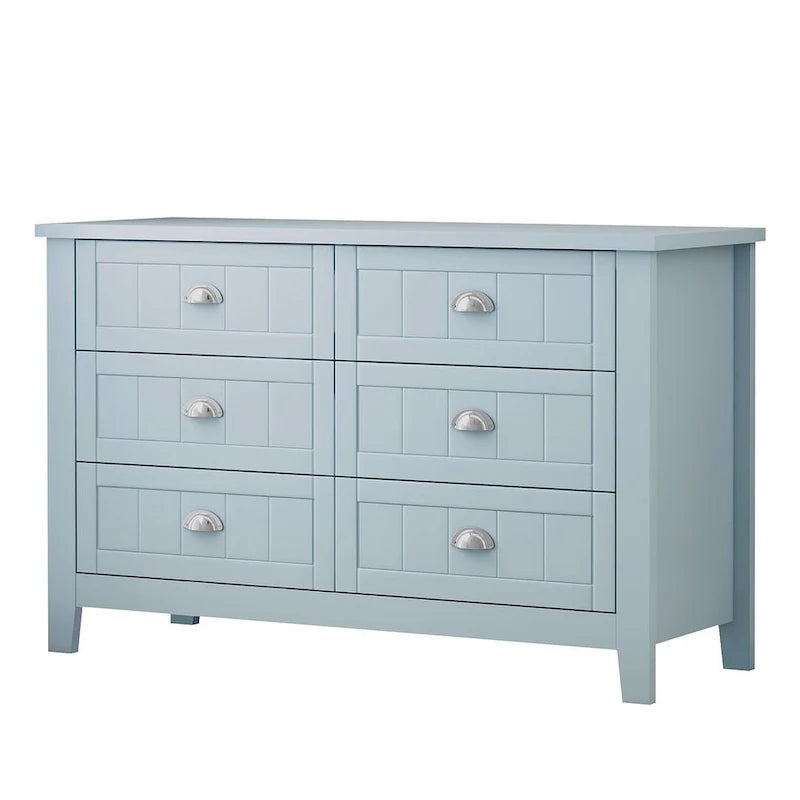 Commode de style rétro, noire/bleue, cadre en bois de bouleau, 4 ou 6 tiroirs
