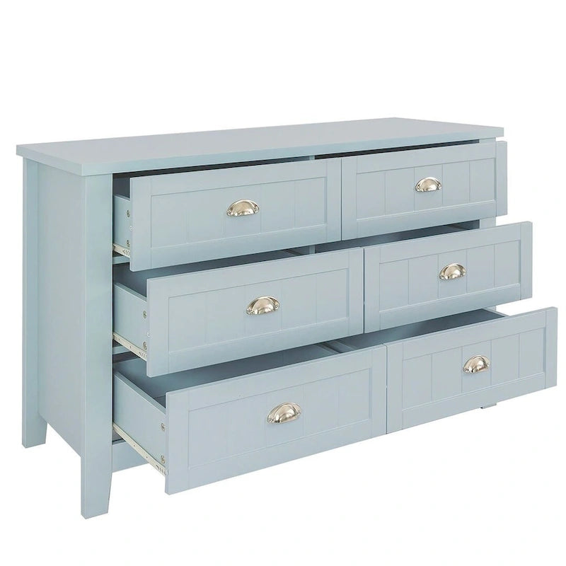 Commode de style rétro, noire/bleue, cadre en bois de bouleau, 4 ou 6 tiroirs