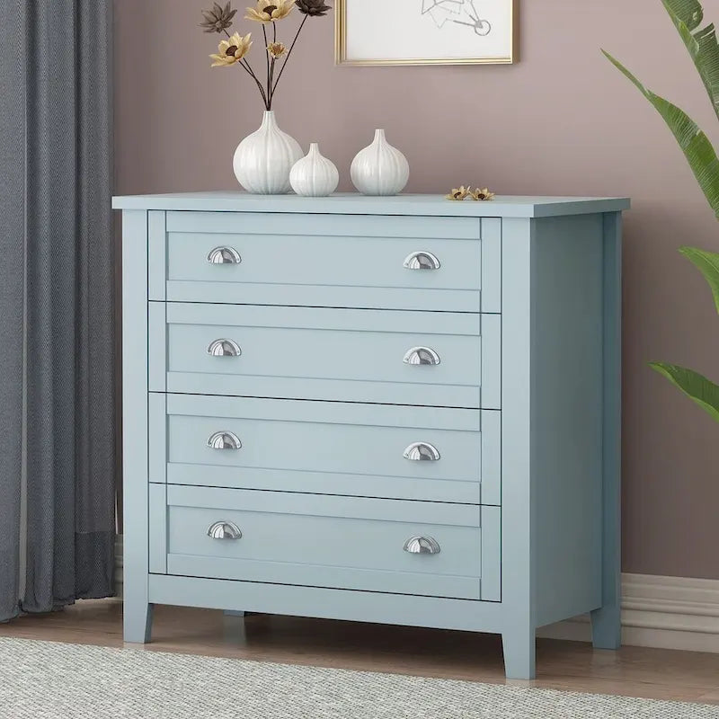 Commode de style rétro, noire/bleue, cadre en bois de bouleau, 4 ou 6 tiroirs
