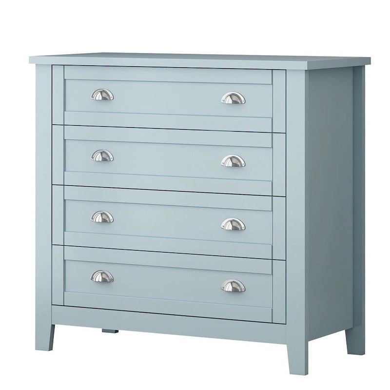 Commode de style rétro, noire/bleue, cadre en bois de bouleau, 4 ou 6 tiroirs