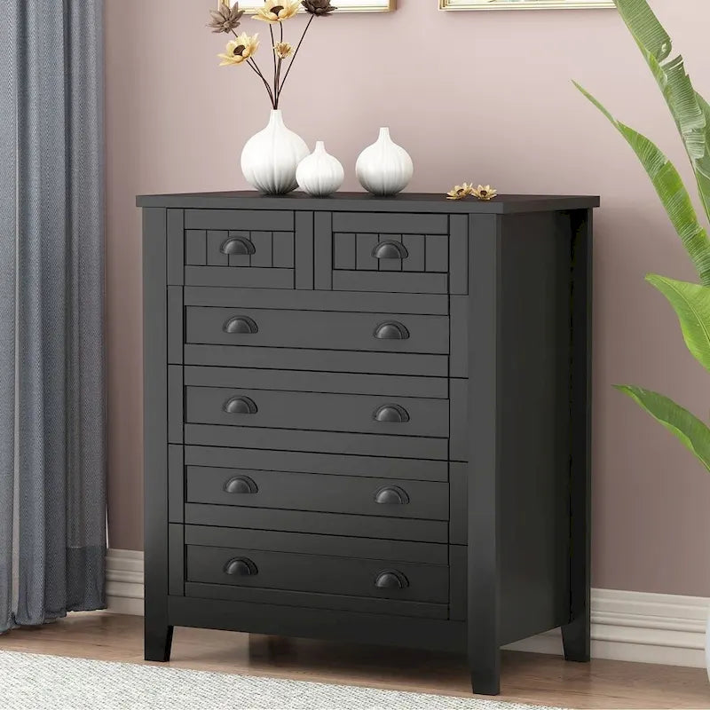 Commode de style rétro, noire/bleue, cadre en bois de bouleau, 4 ou 6 tiroirs