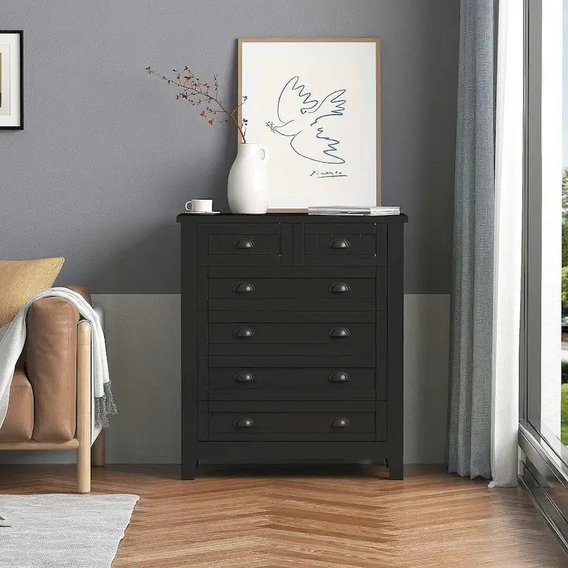 Commode de style rétro, noire/bleue, cadre en bois de bouleau, 4 ou 6 tiroirs
