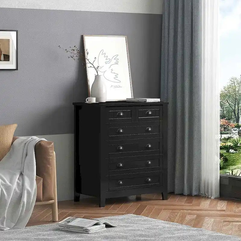Commode de style rétro, noire/bleue, cadre en bois de bouleau, 4 ou 6 tiroirs
