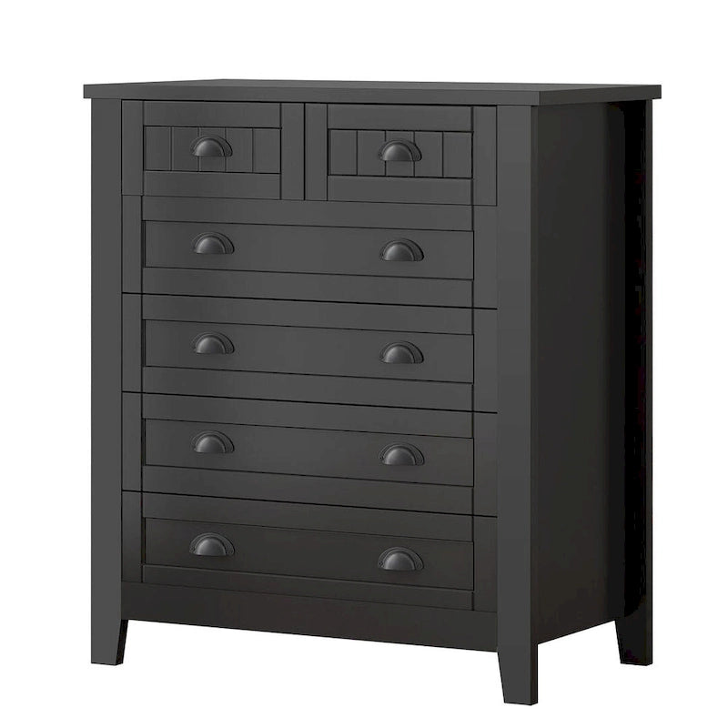 Commode de style rétro, noire/bleue, cadre en bois de bouleau, 4 ou 6 tiroirs
