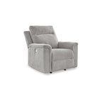 Fauteuil inclinable motorisé traditionnel en micro-chenille de couleur gravier/cendres/carbone avec port USB, une place