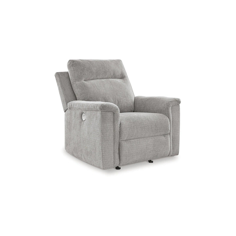 Fauteuil inclinable motorisé traditionnel en micro-chenille de couleur gravier/cendres/carbone avec port USB, une place