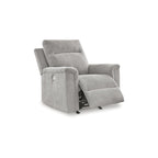 Fauteuil inclinable motorisé traditionnel en micro-chenille de couleur gravier/cendres/carbone avec port USB, une place