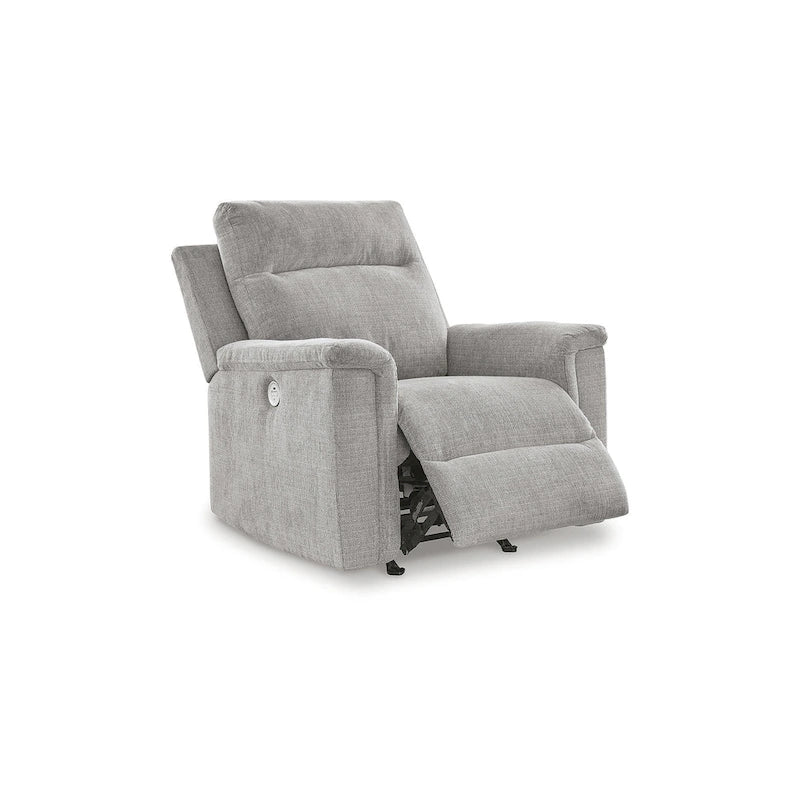Fauteuil inclinable motorisé traditionnel en micro-chenille de couleur gravier/cendres/carbone avec port USB, une place