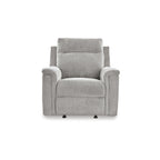 Fauteuil inclinable motorisé traditionnel en micro-chenille de couleur gravier/cendres/carbone avec port USB, une place