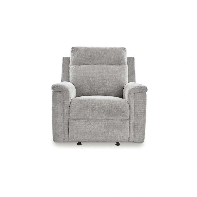 Fauteuil inclinable motorisé traditionnel en micro-chenille de couleur gravier/cendres/carbone avec port USB, une place