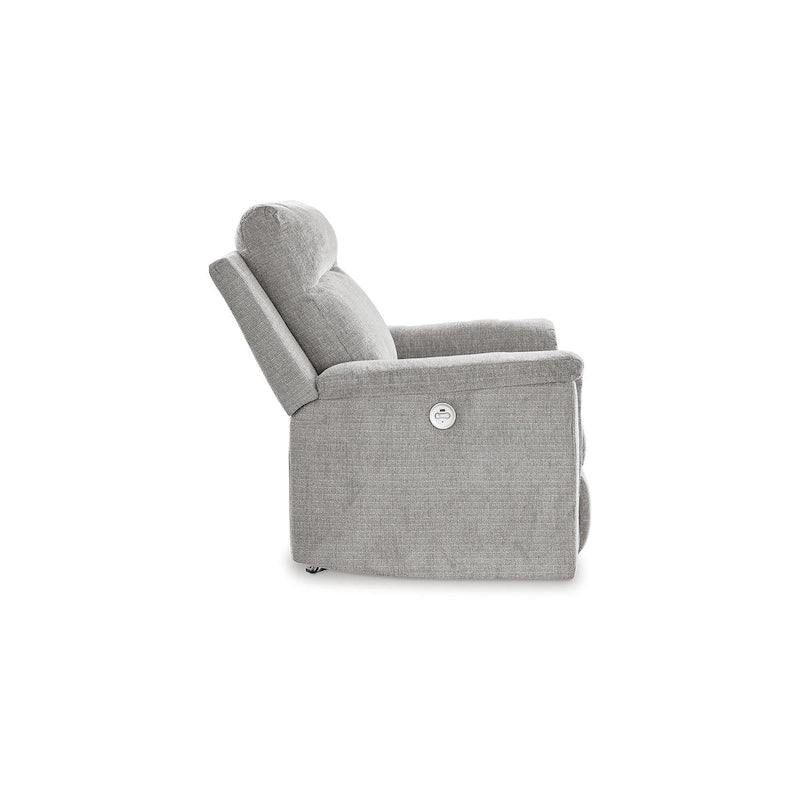 Fauteuil inclinable motorisé traditionnel en micro-chenille de couleur gravier/cendres/carbone avec port USB, une place
