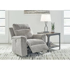Fauteuil inclinable motorisé traditionnel en micro-chenille de couleur gravier/cendres/carbone avec port USB, une place