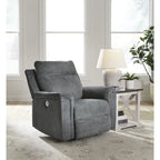 Fauteuil inclinable motorisé traditionnel en micro-chenille de couleur gravier/cendres/carbone avec port USB, une place