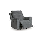 Fauteuil inclinable motorisé traditionnel en micro-chenille de couleur gravier/cendres/carbone avec port USB, une place