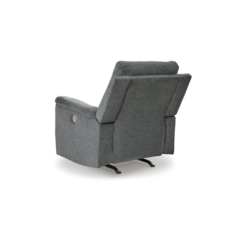 Fauteuil inclinable motorisé traditionnel en micro-chenille de couleur gravier/cendres/carbone avec port USB, une place