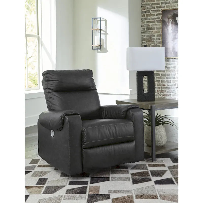 Fauteuil inclinable motorisé traditionnel en micro-chenille de couleur gravier/cendres/carbone avec port USB, une place